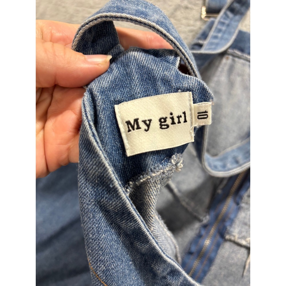 My Girl 10 Blue Denim Shortall Overalls Womens Vintage Boho Festival Casual - Picture 2 of 10